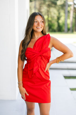 Made For You Red Bow Mini Dress