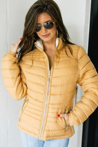 Reversible Quilted Tan Puffer Jacket ~DOORBUSTER DEAL~ - Instyle Boutique