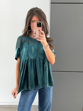 Love You Always Lace Velvet Top - Instyle Boutique