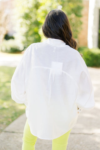 Bejeweled Babe White Button Down - Instyle Boutique