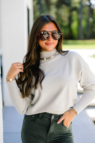 Gia Grey Mock Neck Sweater