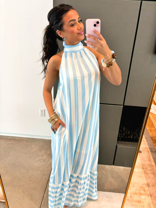 Charleston Chic Blue Striped Dress - Instyle Boutique