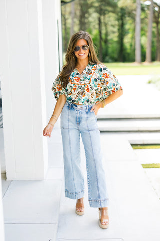 Exactly The Vibe Ecru Floral Top