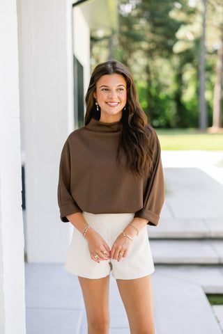 The After Dark Mock-Neck Top-Brown - Instyle Boutique