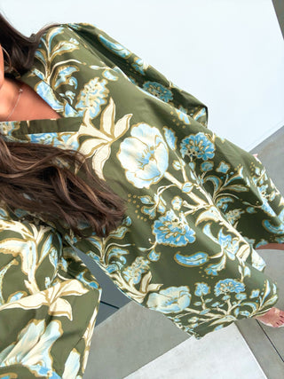Time After Time Olive Printed Dress