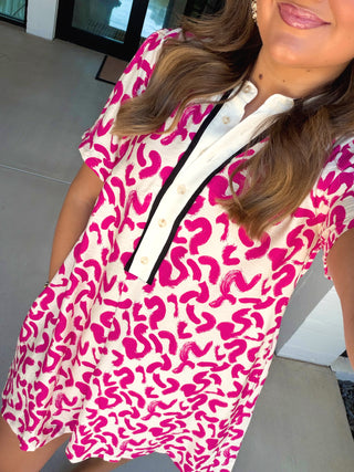 Fuchsia Abstract Dress - Instyle Boutique