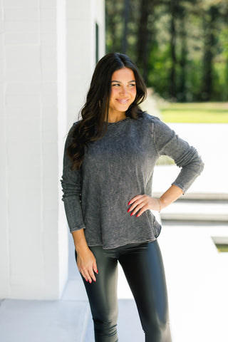 Made For More Mineral Wash Open Back Top-Black