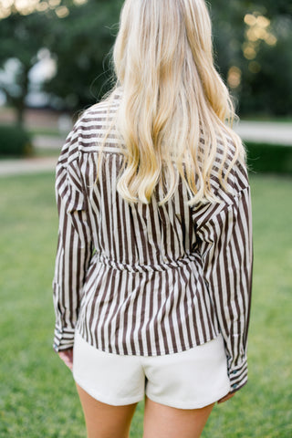 One More Look Brown Tie Top