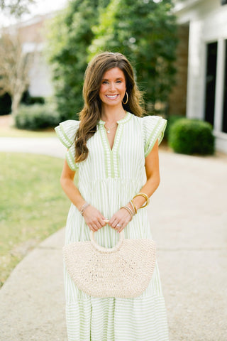 Willow Lime Stripes Midi Dress - Instyle Boutique