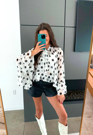 Drama Dot Chiffon Top - Instyle Boutique