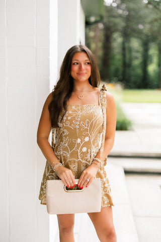 Pick Me Embroidered Romper-Light Brown ~FINAL SALE~