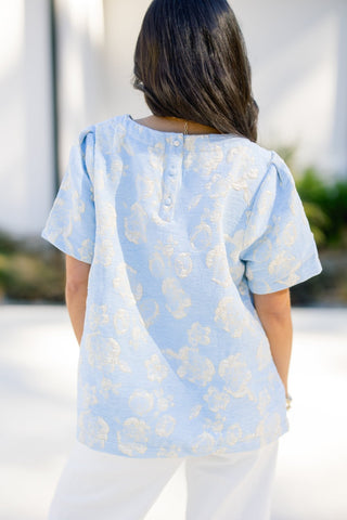 Golden Girl Floral Top - Blue - Instyle Boutique