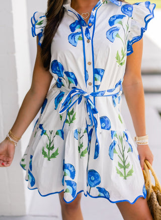 Blue Botanical Dress - Instyle Boutique