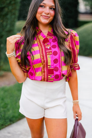 Plum Party Printed Top - Instyle Boutique