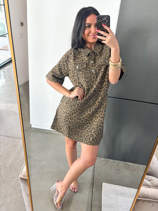 Mocha Mini Leopard Dress - Instyle Boutique