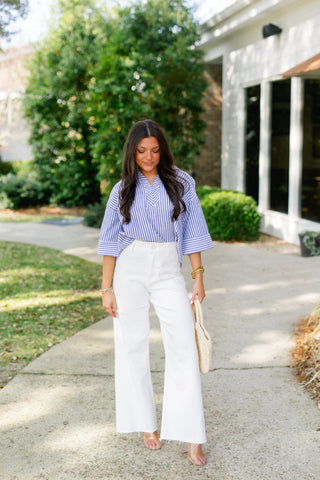 Pretty and Preppy Navy Striped Top - Instyle Boutique