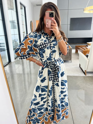 Best One Yet Blue Printed Midi Dress