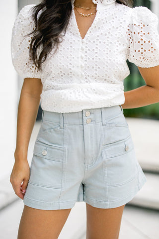 Hello Summer Slate Shorts - Instyle Boutique