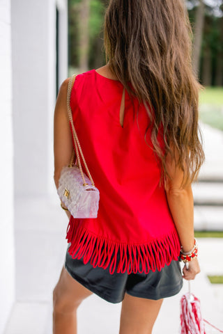 Red Fringe Sleeveless Top - Instyle Boutique