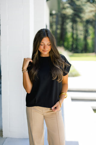 Mia Black Short Sleeve Top