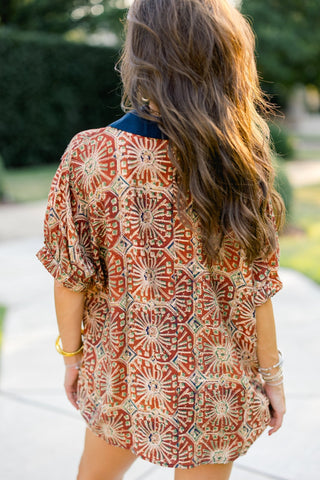 Mosaic Sun Printed Top - Instyle Boutique