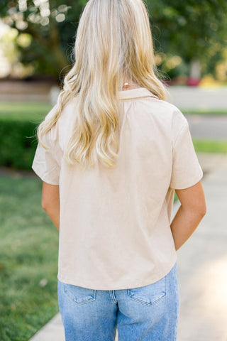 The Sahara Suede Short Sleeve Top