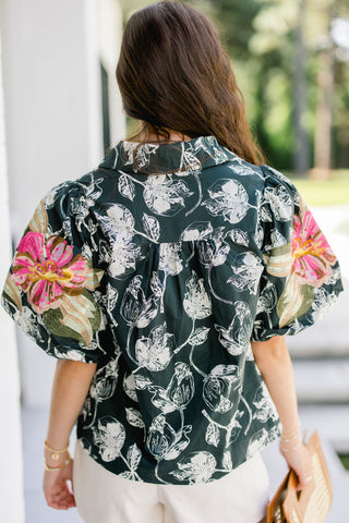 Blooming Black Floral Top