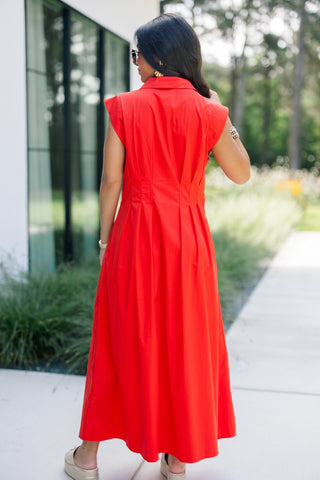 Rest Assured Red Pleated Dress - Instyle Boutique