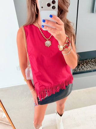 Red Fringe Sleeveless Top - Instyle Boutique