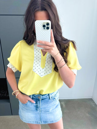 The Dot & Dash Top – Yellow - Instyle Boutique