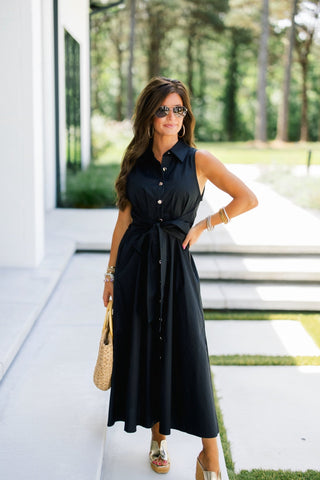 Midnight Grove Belted Midi Dress - Instyle Boutique