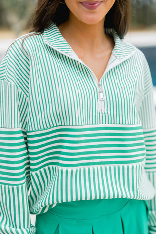 Preppy Vibes Green Striped Top - Instyle Boutique
