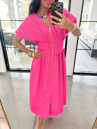 Flamingo Flutter Smocked Waist Dress - Instyle Boutique