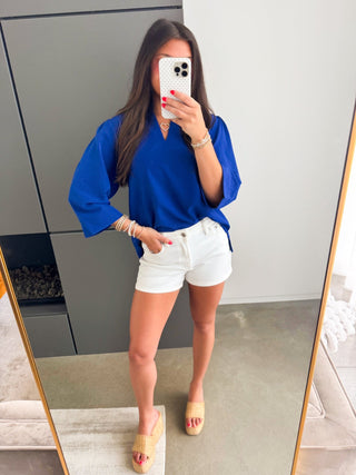 Blue Frills Top - Instyle Boutique