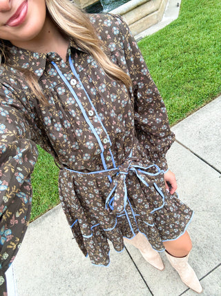 Ditsy Darling Brown Floral Dress