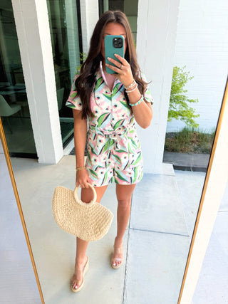 Bloom & Zip Belted Floral Romper - Instyle Boutique