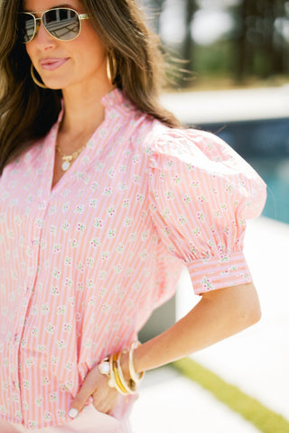 Pink Lemonade Ditsy Floral Top - Instyle Boutique