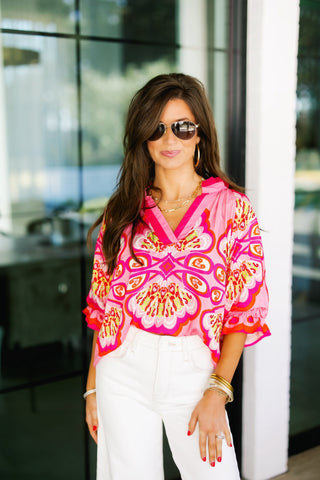 Heartbreaker Pink Printed Top - Instyle Boutique