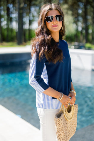 Marina Coastal Navy Sweater - Instyle Boutique