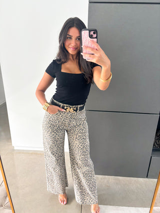 Lost In Leopard Wide Leg Denim