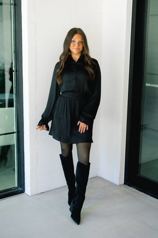 Beauty In Black Flare Mini Dress - Instyle Boutique