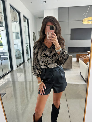 Velvet Whisper Black Burnout Top