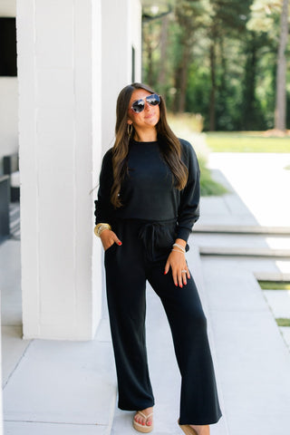 Black Cloud Wide Leg Scuba Pants - Instyle Boutique