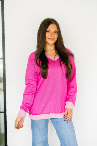 Piper Pink Textured Hem Top - Instyle Boutique