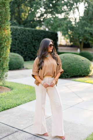 Camel & Collected Button Up Top - Instyle Boutique