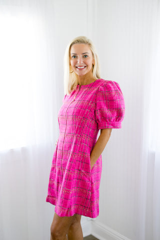 Keep It Chic Pink Tweed Dress