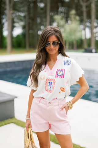 Wish You Were Here Embroidered Top - Instyle Boutique