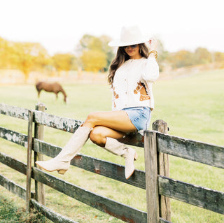 Horse Jacquard Cream Cardigan