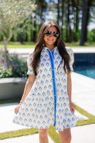 Blue & Ivory Charm Dress - Instyle Boutique