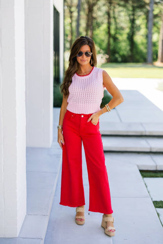 Sweet Pink Crochet Tank - Instyle Boutique